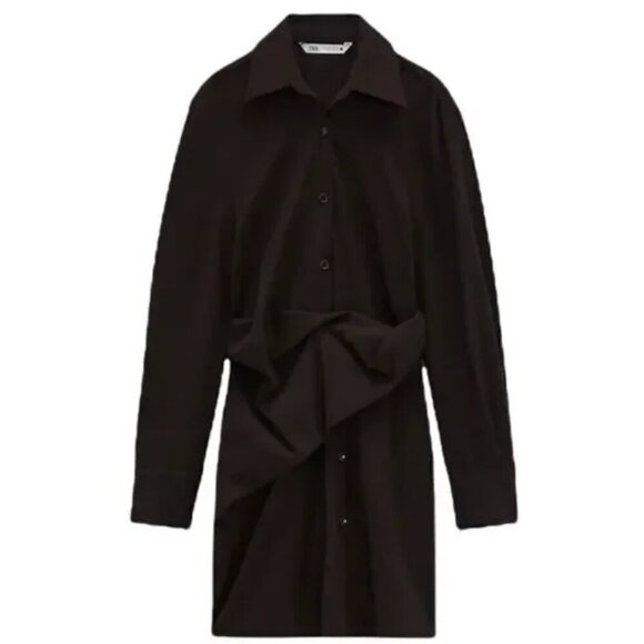 ZARA nwt DRAPED SHIRT DRESS - s - Picture 4 of 8